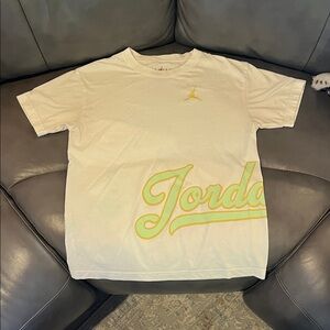 Jordan Men's Yellow and Cream Short Sleeve Tee